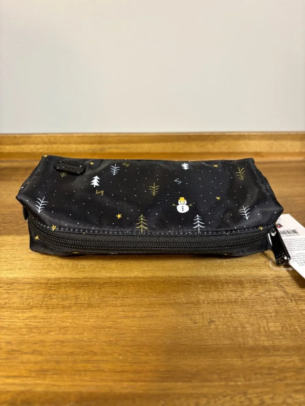 Lug Snowman Trees Black Nylon Jib Zip Pouch New